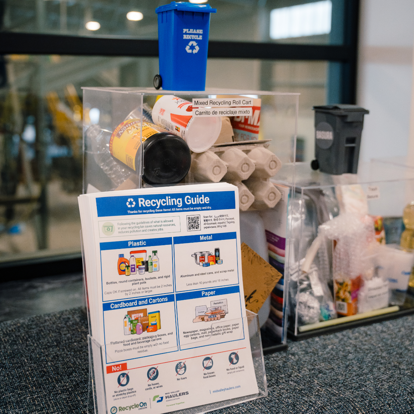 Oregon recycling sorting guide blue bin square